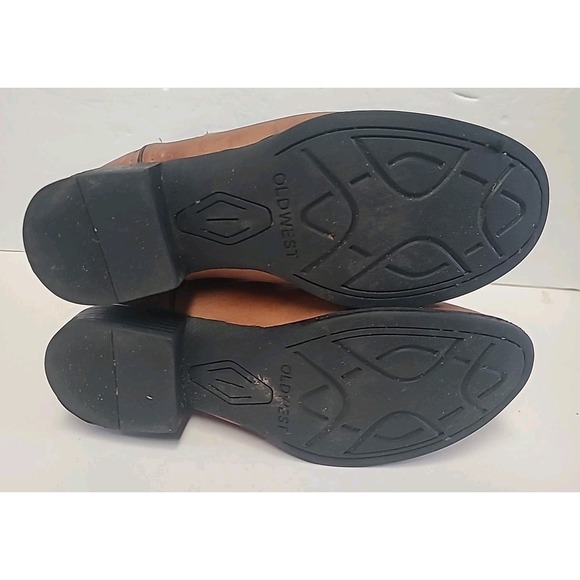 Old West Boots Brown‎ And Turquoise 1905 Youth Size 5.5 Women's 7.5 - Picture 8 of 11